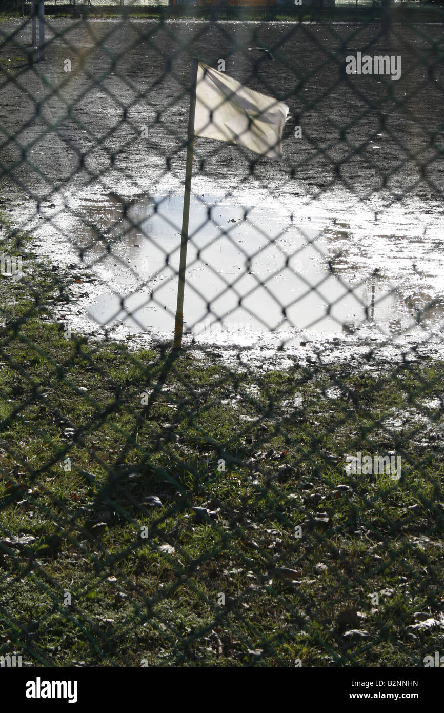 white corner flag on football pitch Stock Photo Alamy