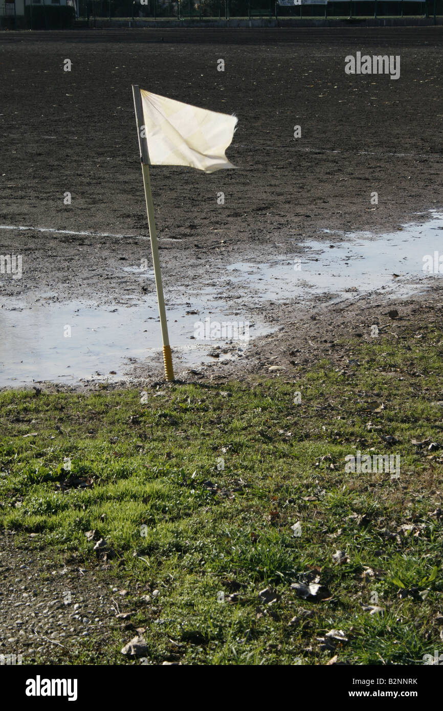 white corner flag on football pitch Stock Photo Alamy