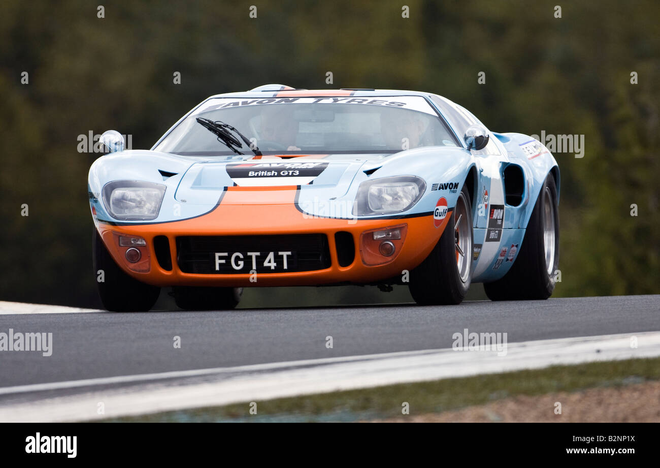 Ford GT40 Continuation GT40P 2140 Gulf Racing livery Knockhill racing circuit Fife Scotland Stock Photo