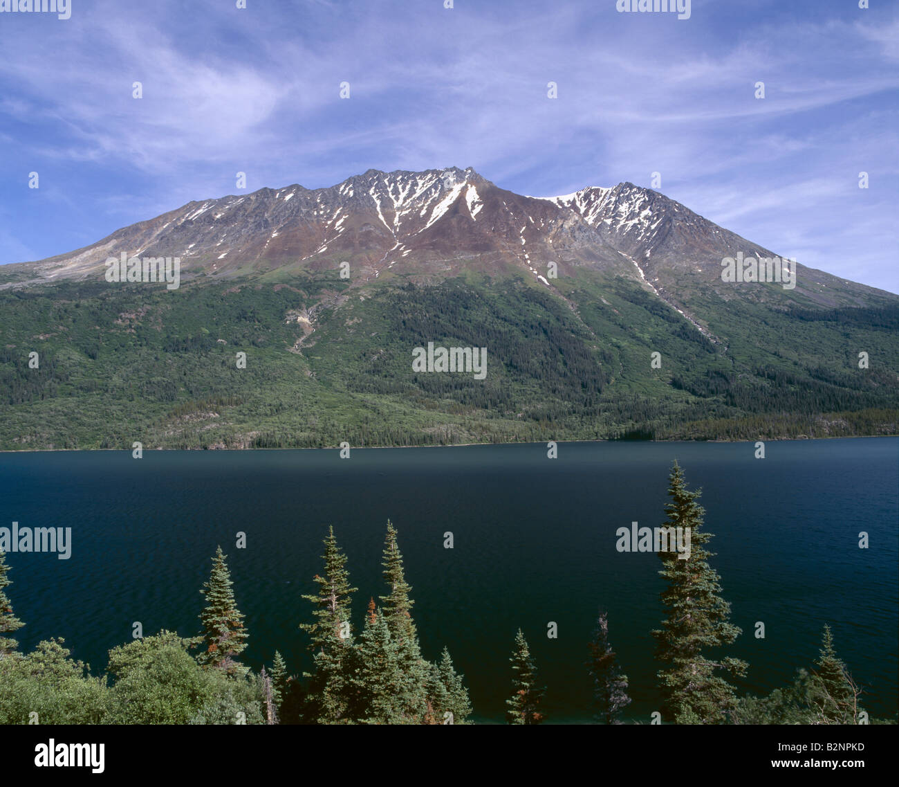 TUTSHI LAKE SHOWING TREELINE ALPINE CHANGE YUKON TERRITORY CANADA Stock