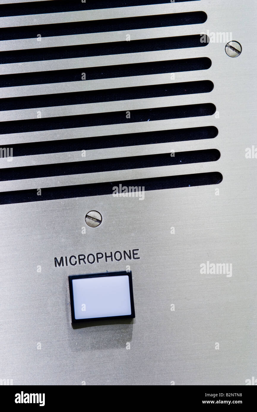 Microphone with a white push button Stock Photo Alamy