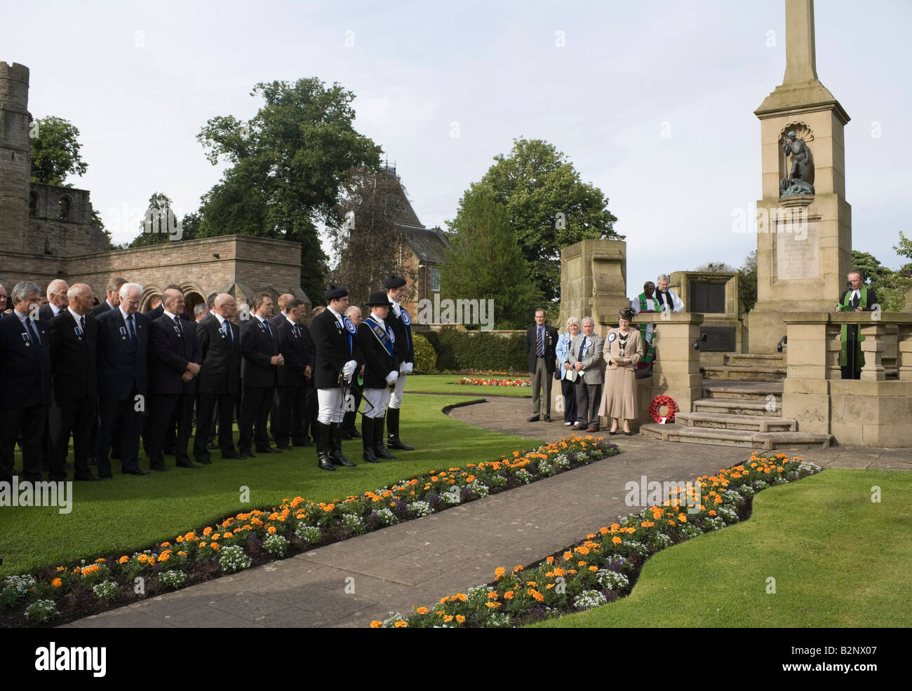 War memorial wreath laying Stock Photo