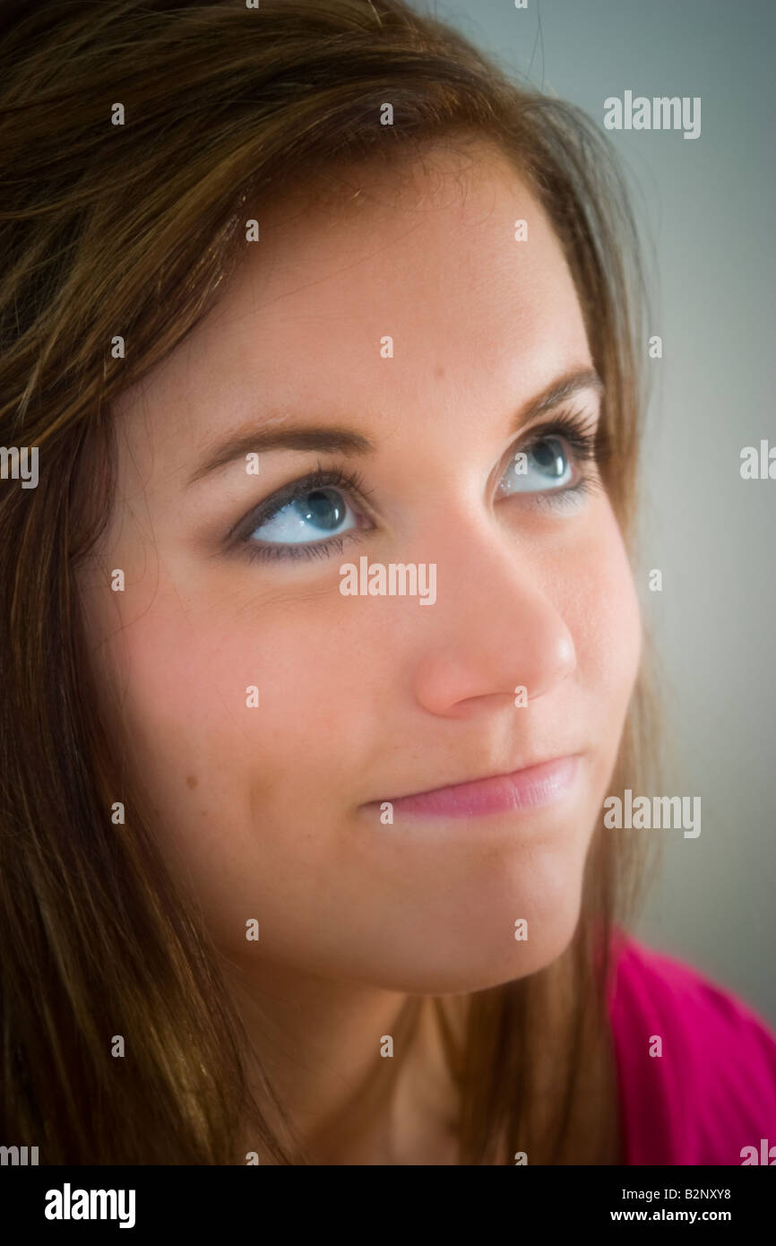 Close up of a young woman posing MODEL RELEASED Stock Photo