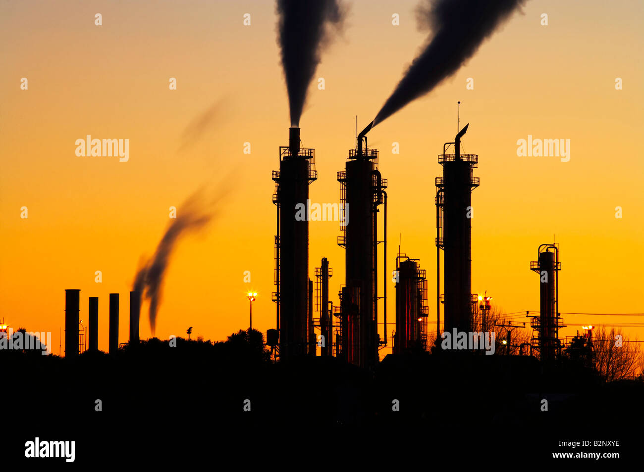 Kapuni Gas Production Station at Dawn South Taranaki North Island New Zealand Stock Photo