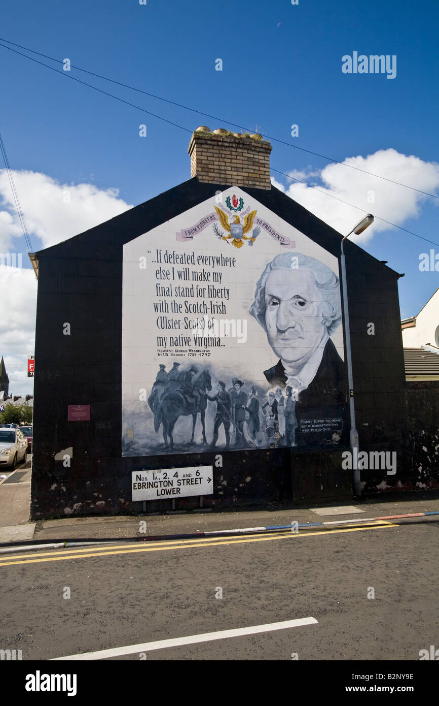 Mural of President George Washington in Ebrington Street Lower, off Bond's Street, Waterside, Londonderry, Northern Ireland Stock Photo