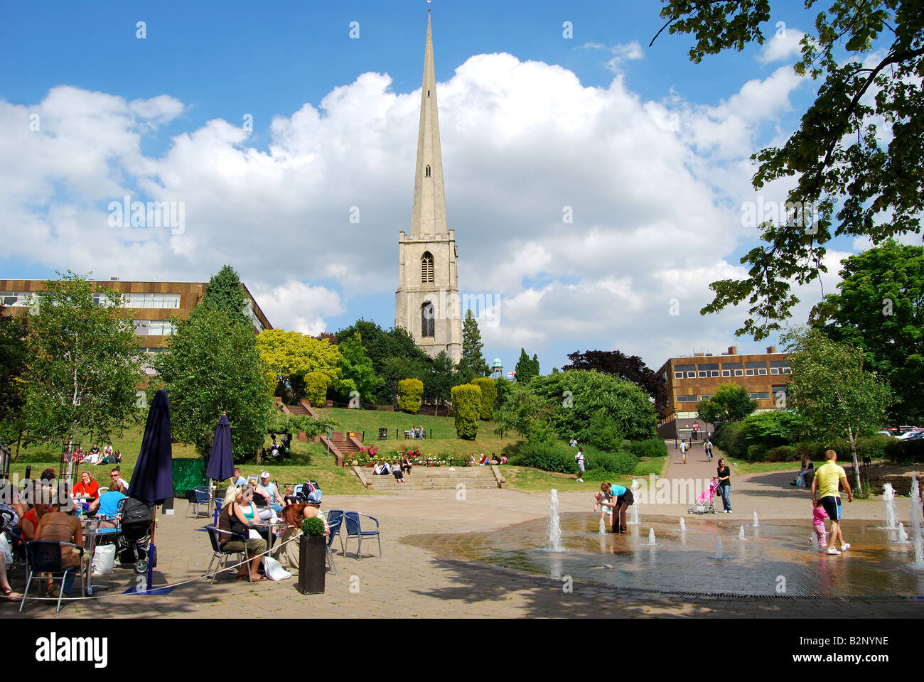 South Quay Gardens and Fountain, Worcester, Worcestershire, England, United Kingdom Stock Photo