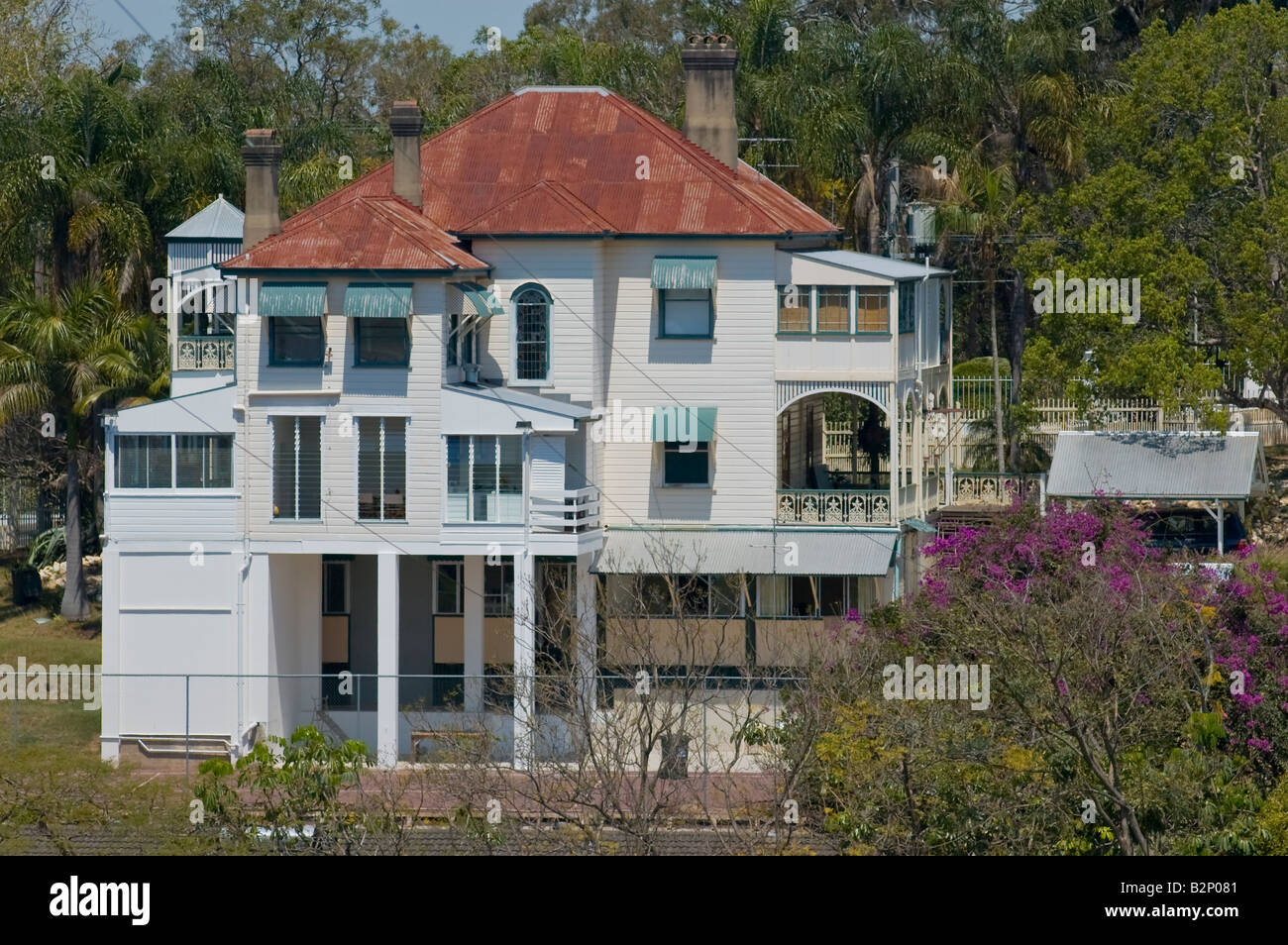 Queenslander style house (house on stilts). Brisbane, Australia Stock
