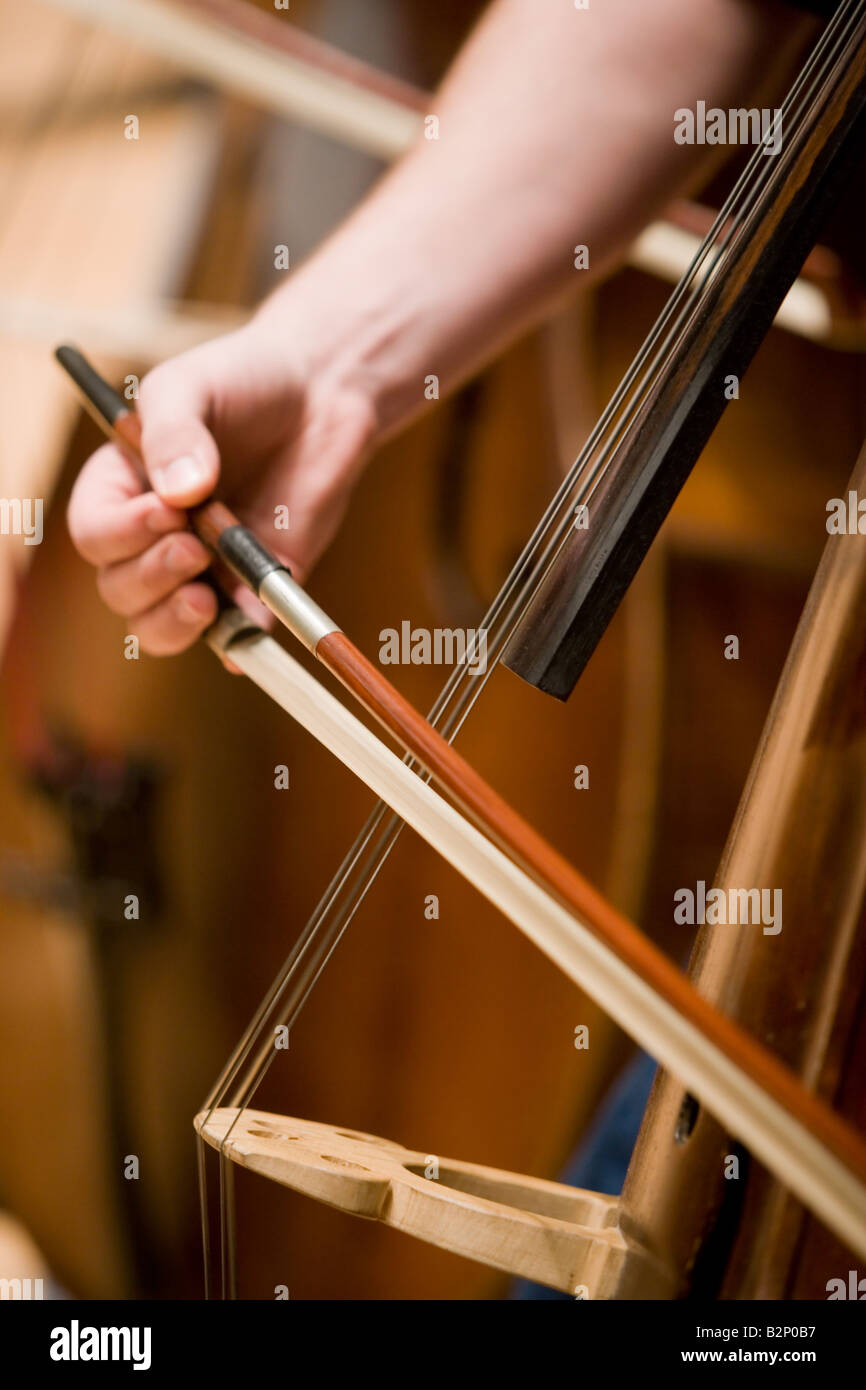 Bass violin player Stock Photo Alamy