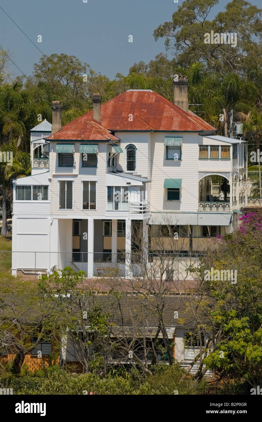 Queenslander style house (house on stilts). Brisbane, Australia Stock
