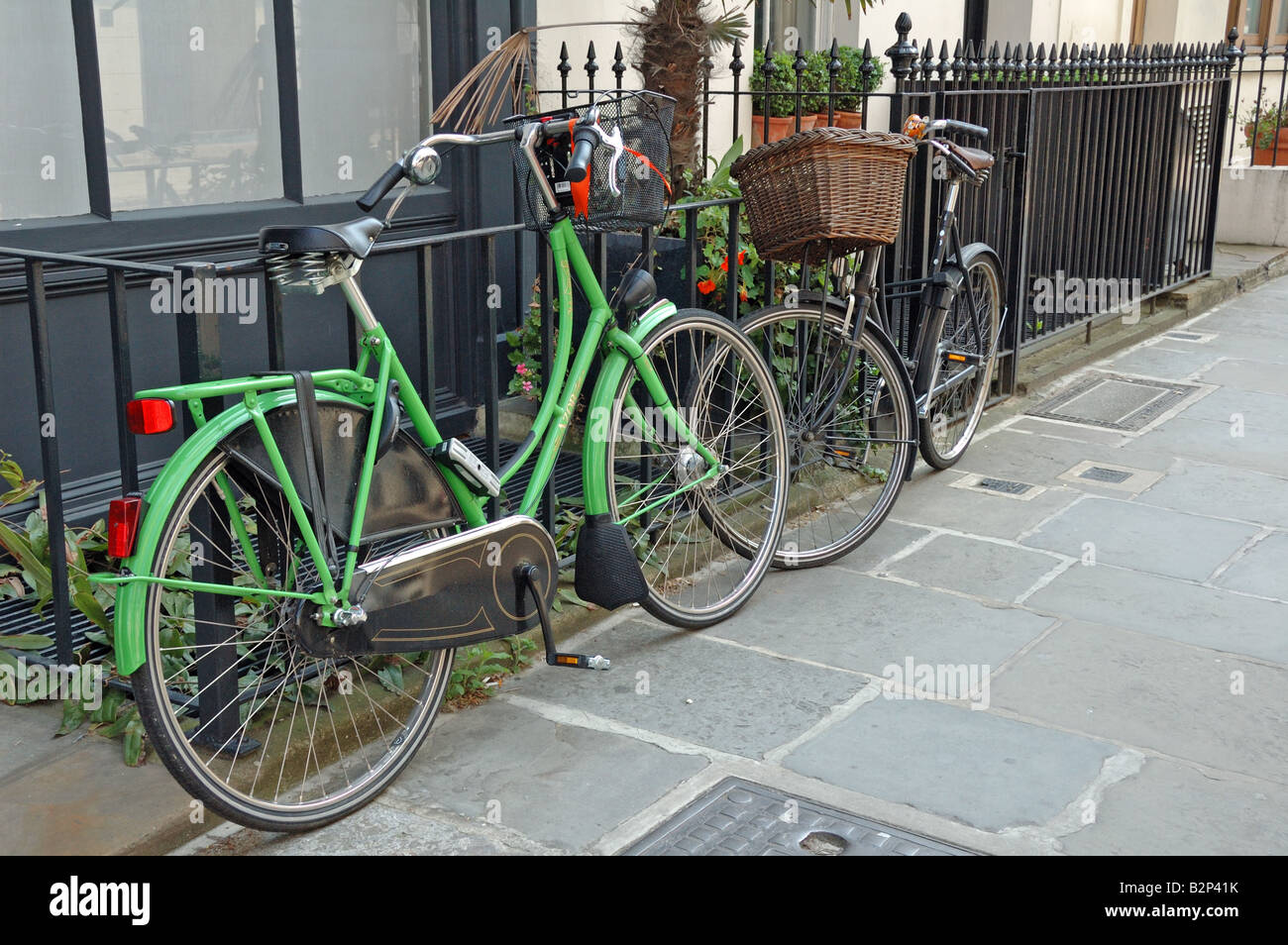 Ladies stylish retro bikes Marylebone London England UK Stock Photo