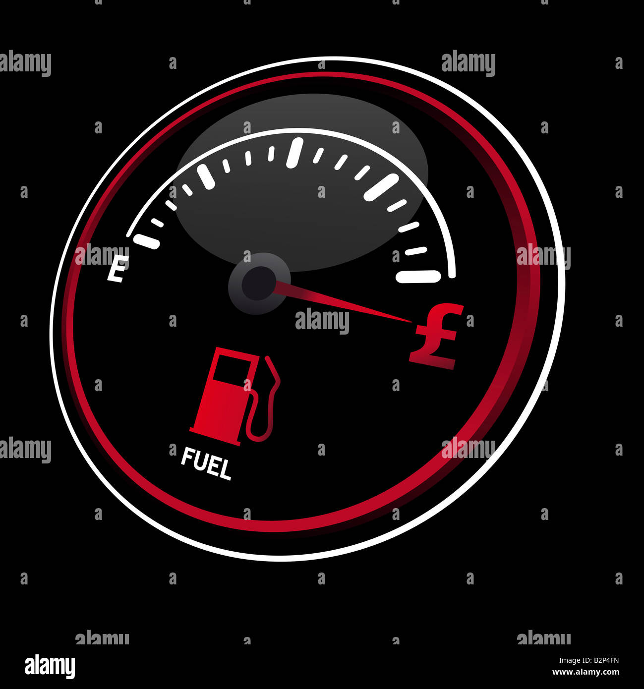 Fuel gauge illustration showing the price of gas Stock Photo