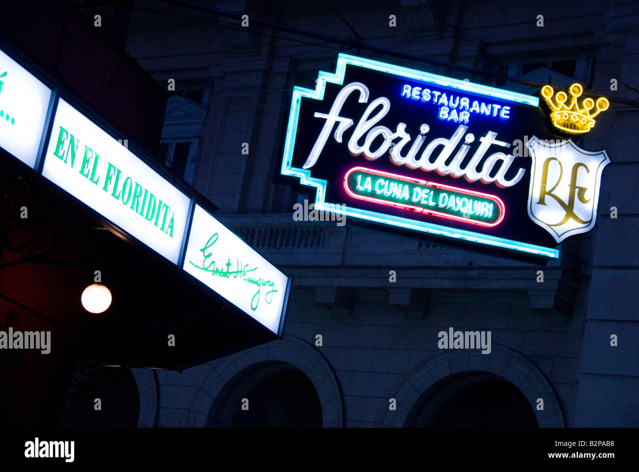 Neon sign for El Floridita bar La Habana Vieja Cuba Stock Photo