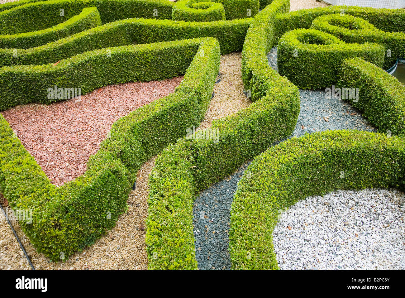 Various coloured gravels in a formal knot garden Stock Photo