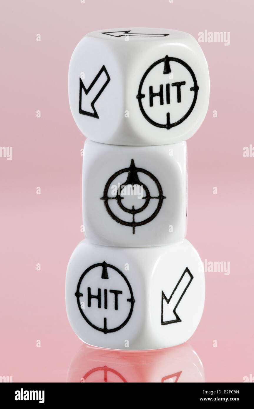 Bullseye hit and arrow dice Stock Photo Alamy