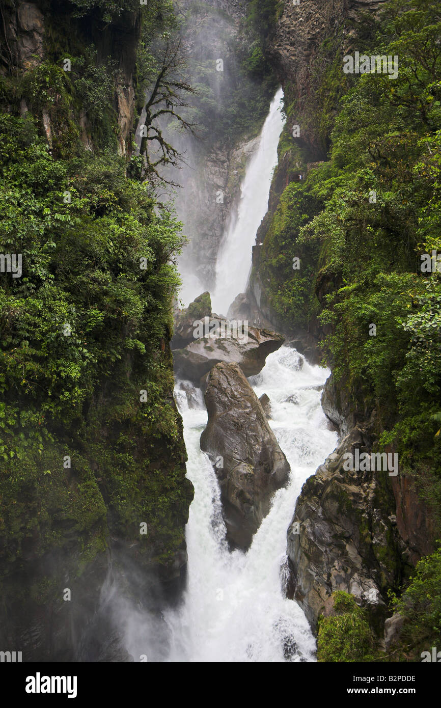 Cascade Pailon Del Diablo Devils Throat Waterfall Near Banos De