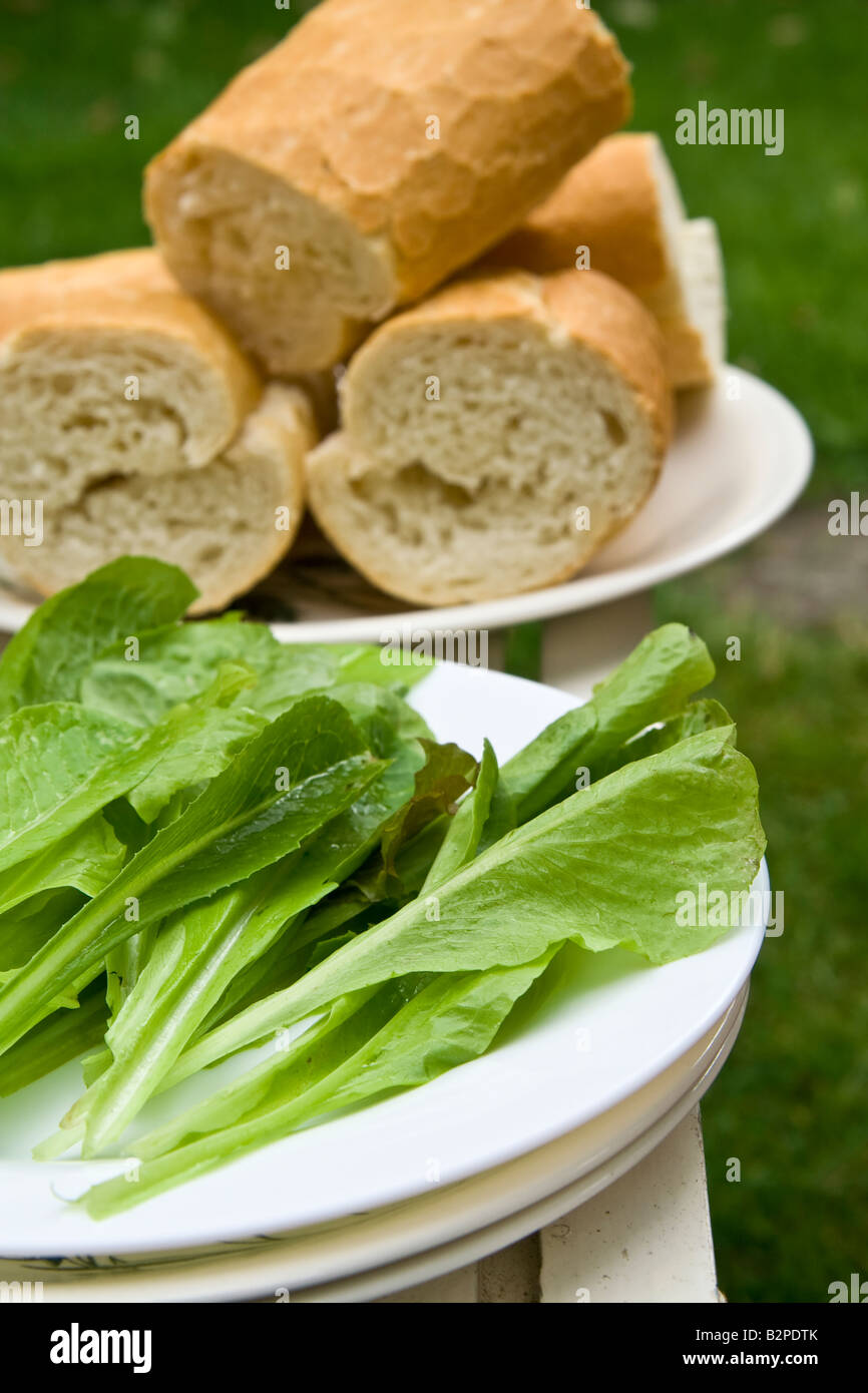 French bread and salad, UK. Stock Photo
