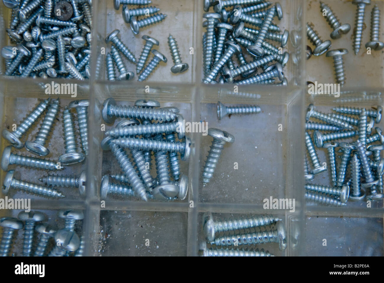 various screws in organiser Stock Photo