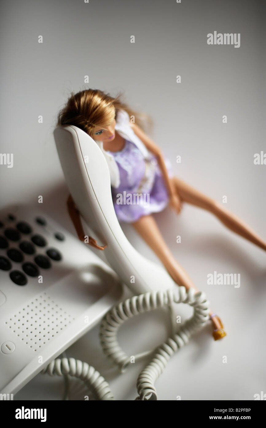 Barbie Doll Series Barbie on the telephone Stock Photo
