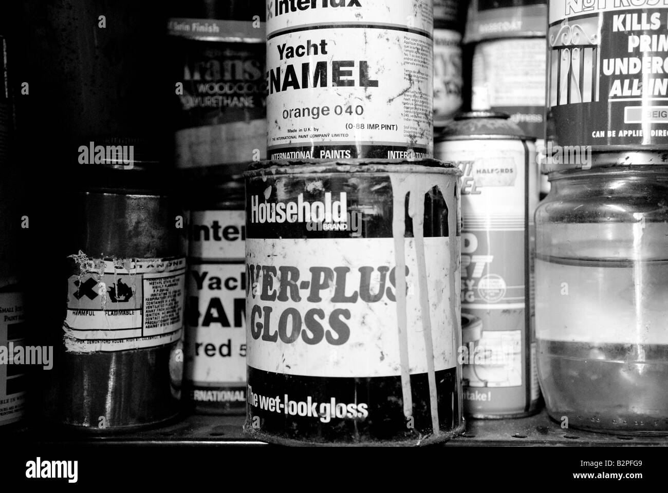 pots of paint on shelf Stock Photo Alamy