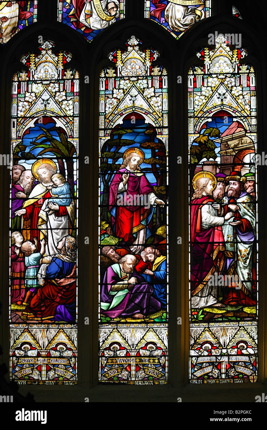 Stained Glass Windows, Bath Abbey, Somerset England Stock Photo Alamy