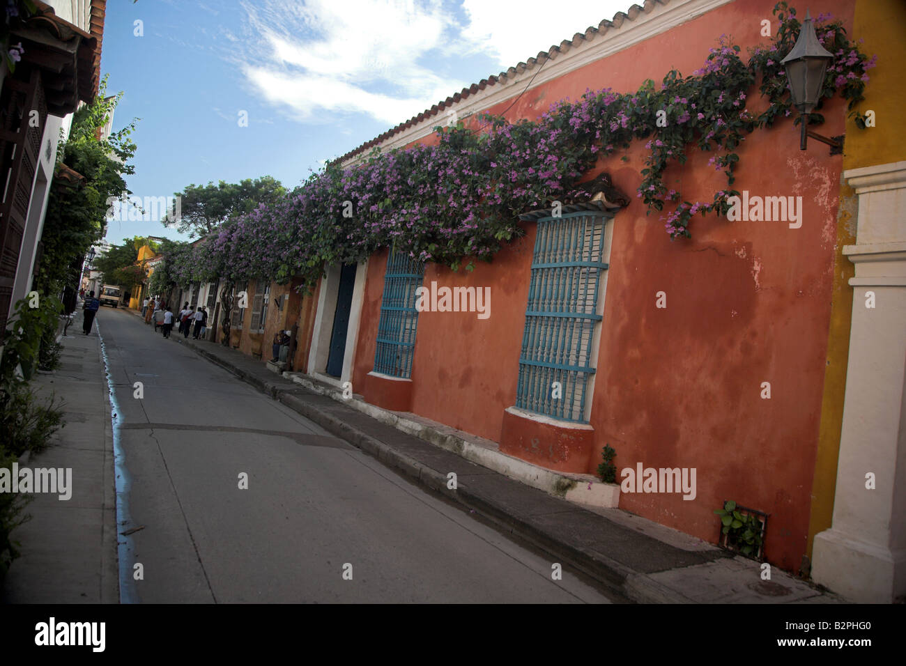 The colourful houses of Cartegena in northern Columbia. Stock Photo