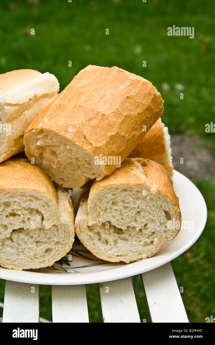 A plate of french bread, UK. Stock Photo
