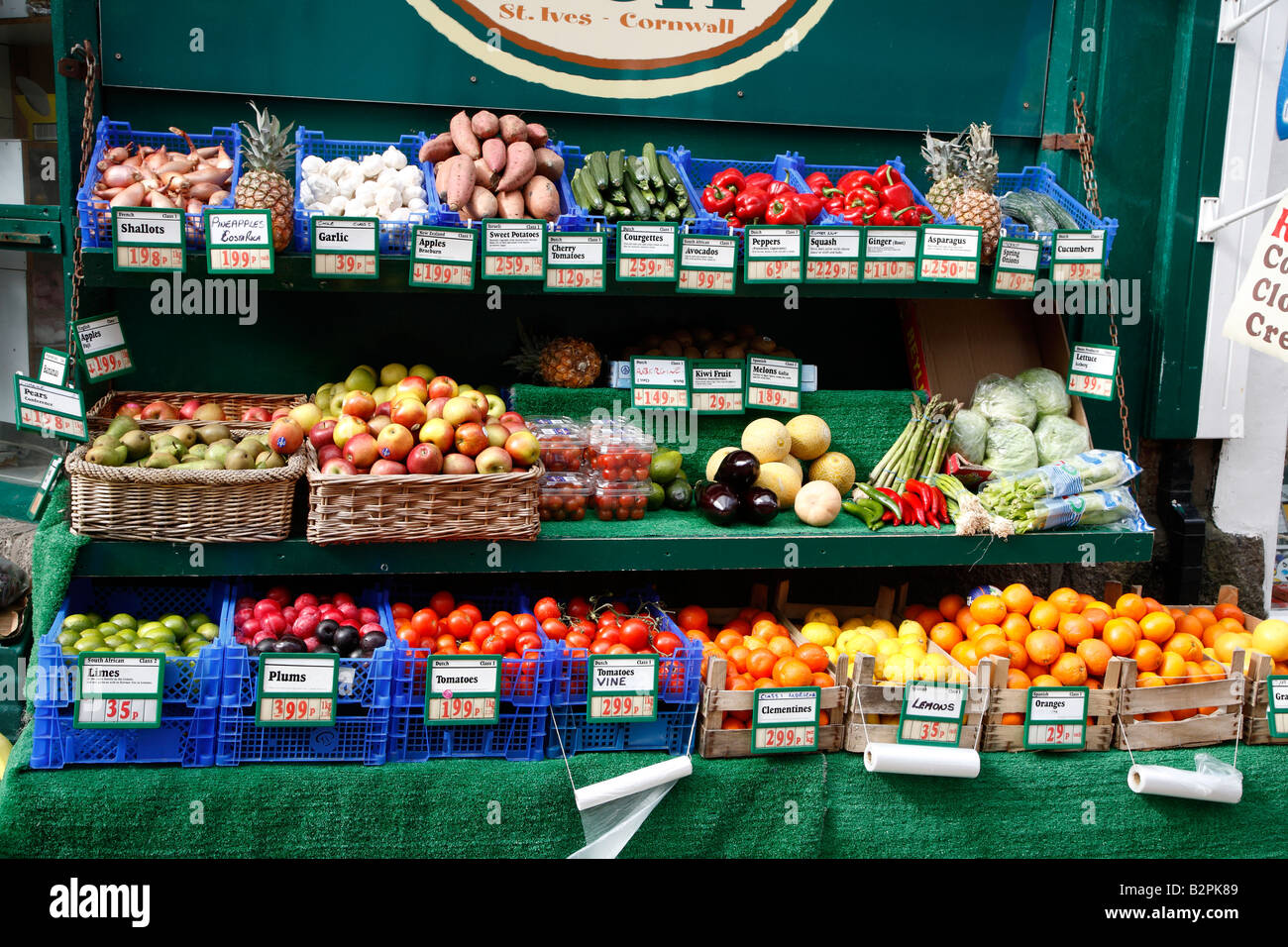 Fruit and veg outside a shop in St. Ives Stock Photo Alamy