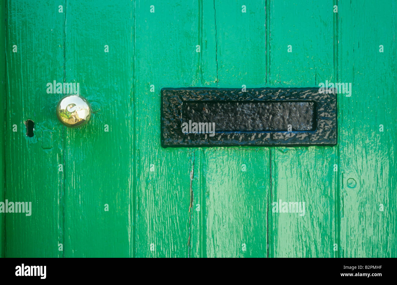 Solid Wooden Front Door Painted Emerald Green With Black