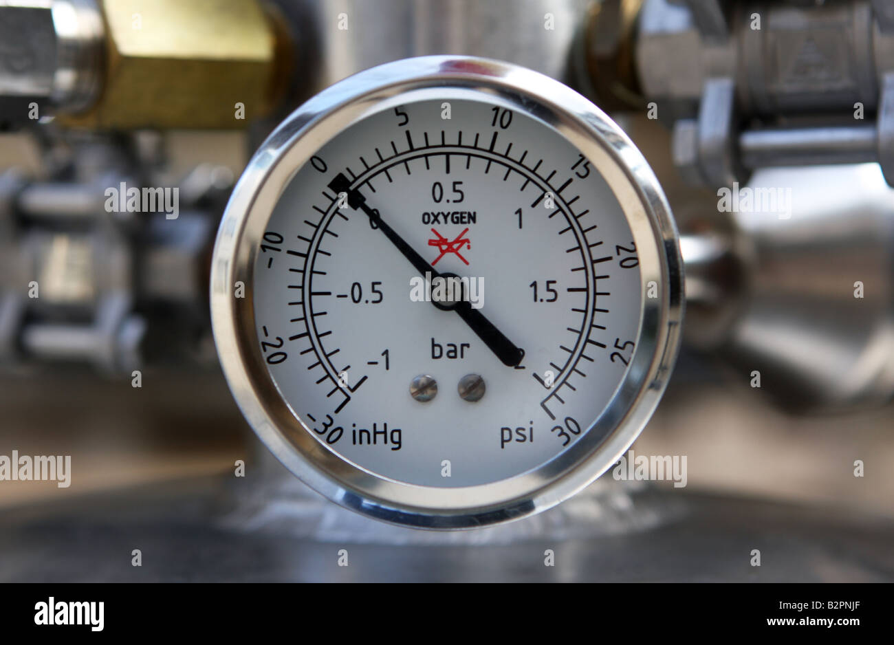 Closeup of oxygen pressure gauge Stock Photo Alamy