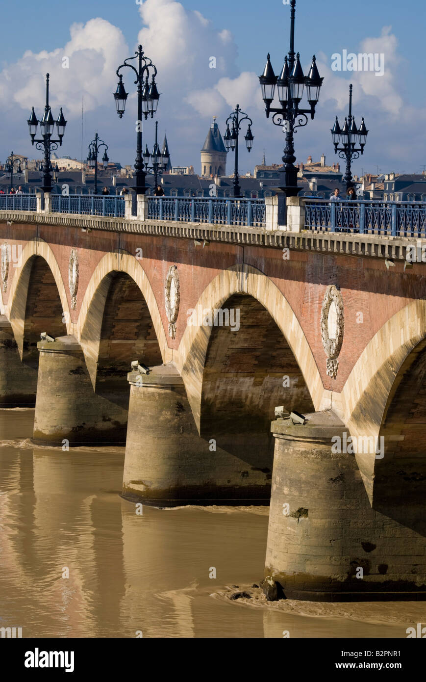 Europe France Bordeaux riverside gironde pont de pierre Stock Photo