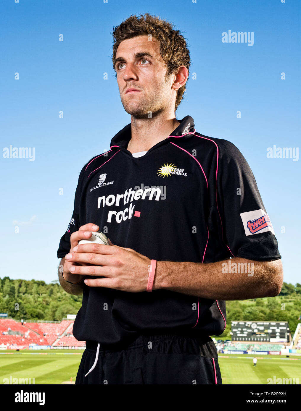 Liam Plunkett Durham and England cricket player 2008 in Durham Dynamos 2020 kit Stock Photo