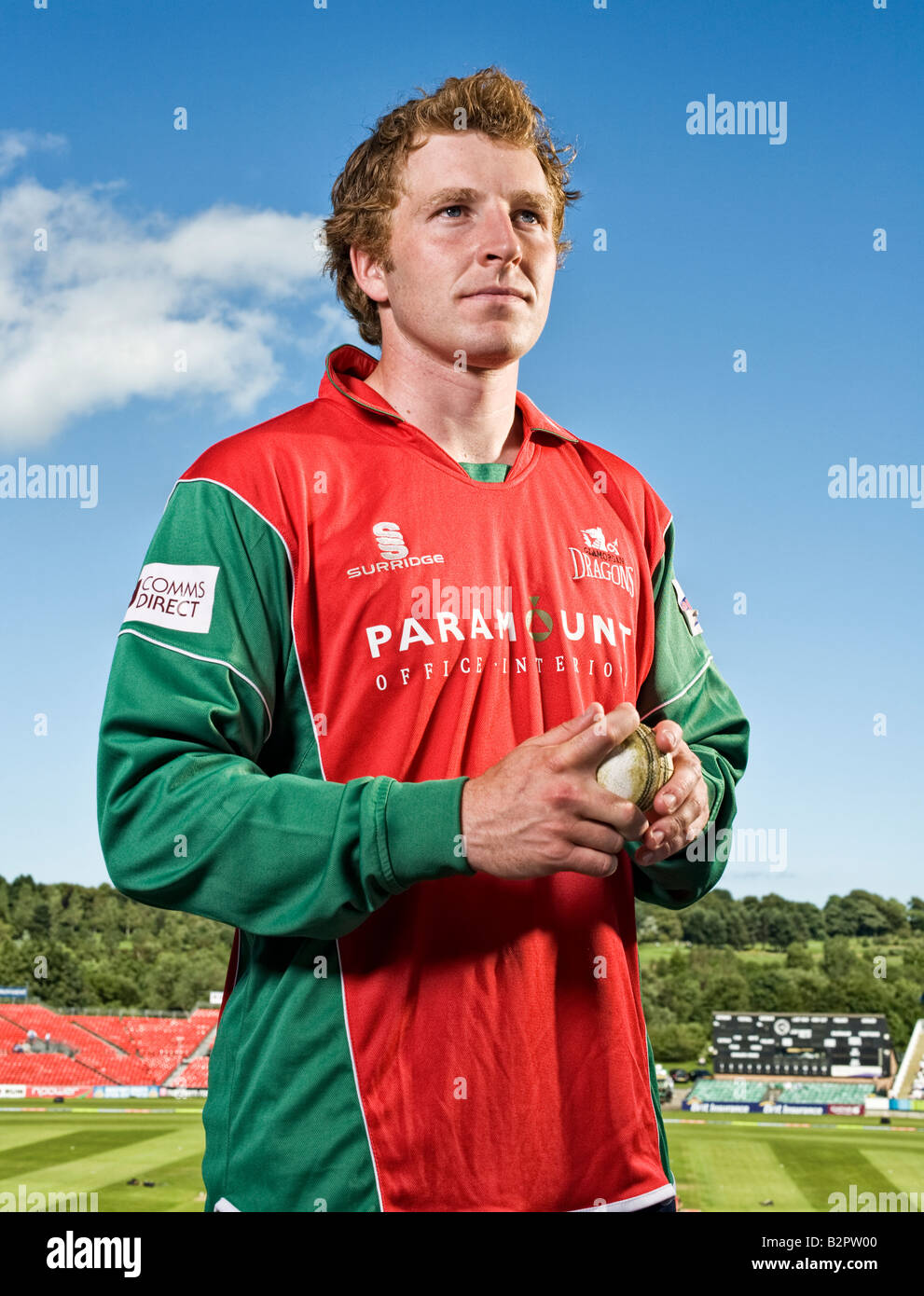 Jamie Dalrymple and England cricket player 2008 in Dragons 2020 kit Stock