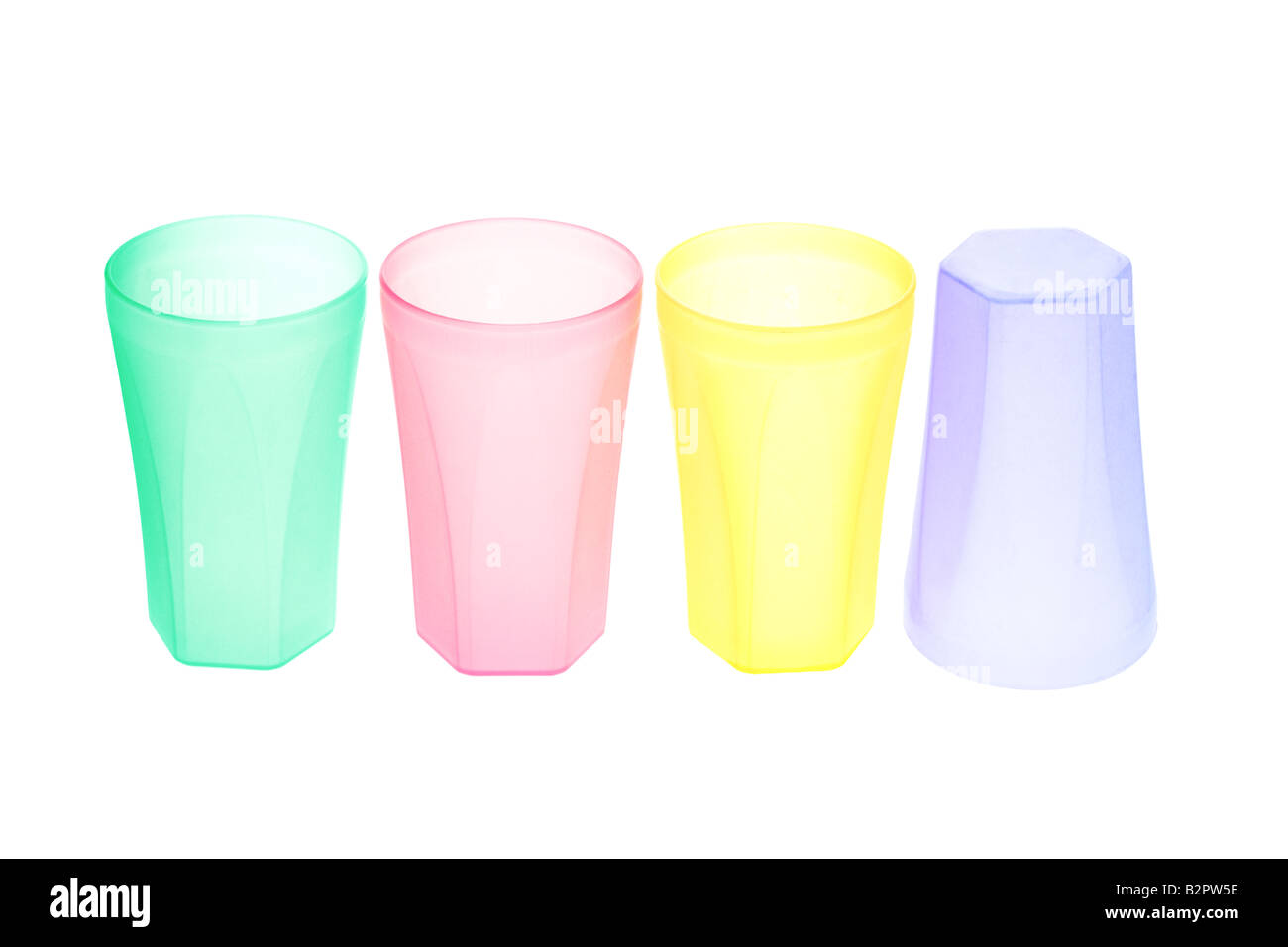 Group Of 5 Five Colored Plastic Cups Isolated Over White Stock Photo,  Picture and Royalty Free Image. Image 4068304.