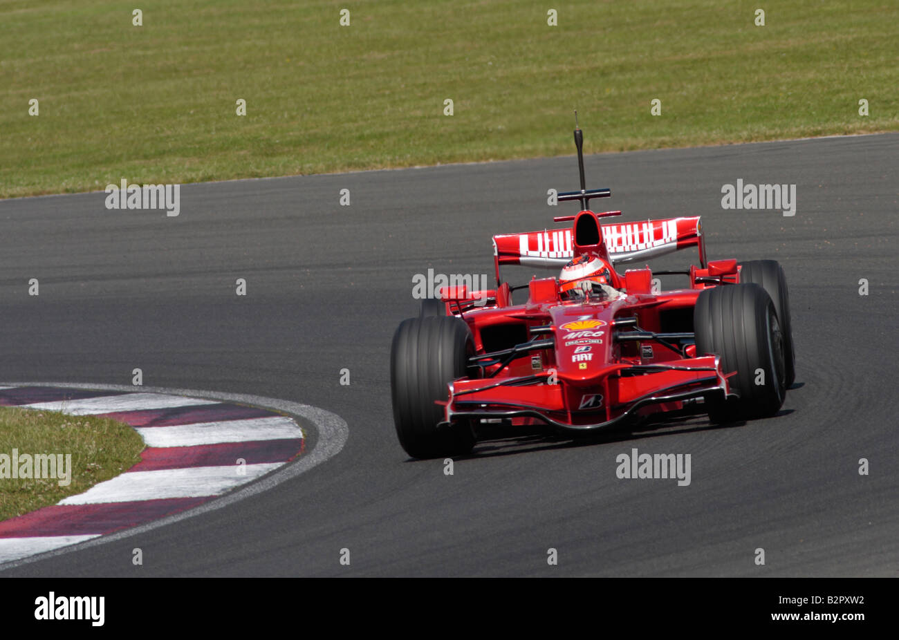 Kimi Räikkönen in the Scuderia Ferrari F2008 F1 racing car around Loughfield, Silverstone UK Stock Photo