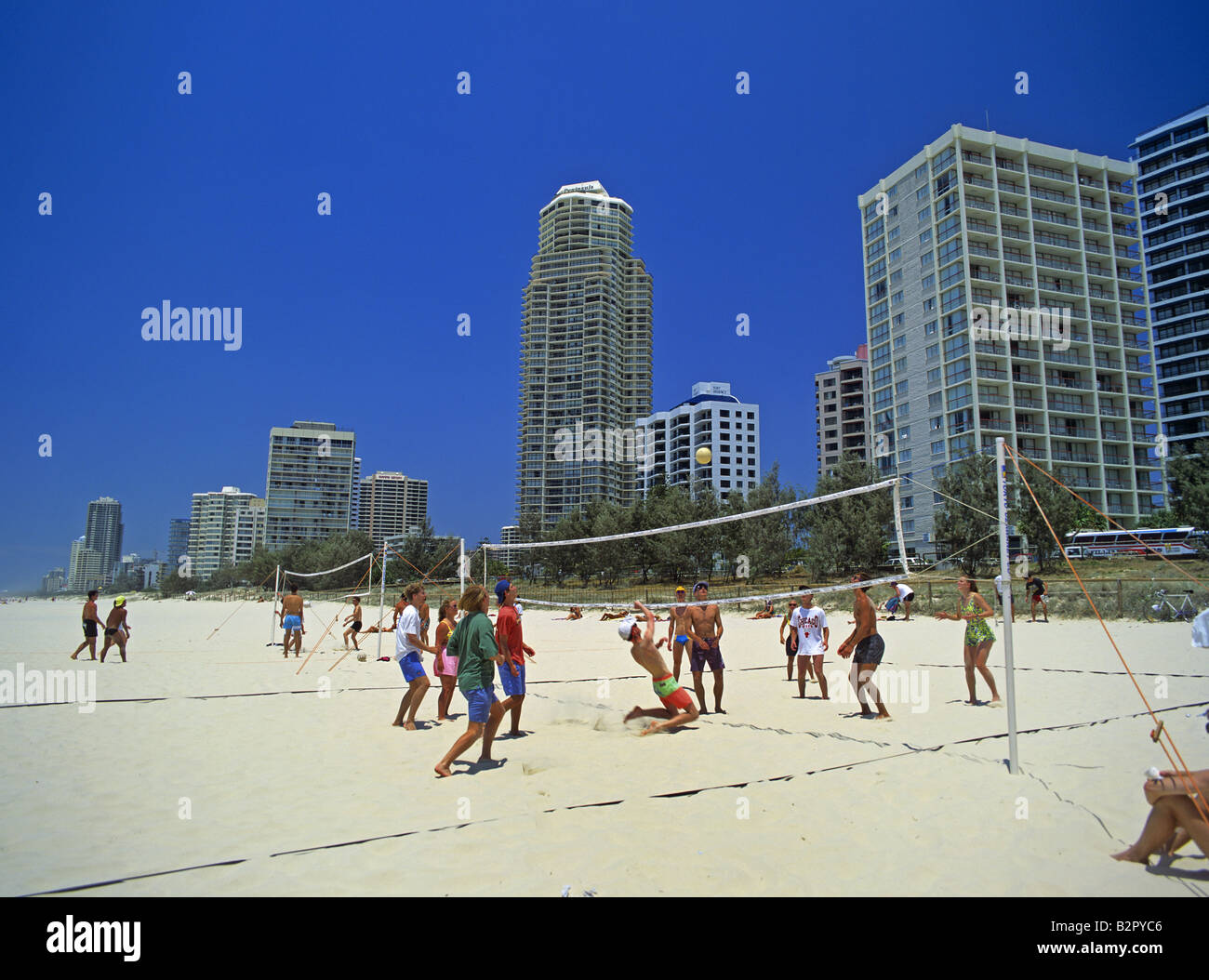 Beach Volleyball Surfers Paradise Gold Coast Queensland Australia Stock
