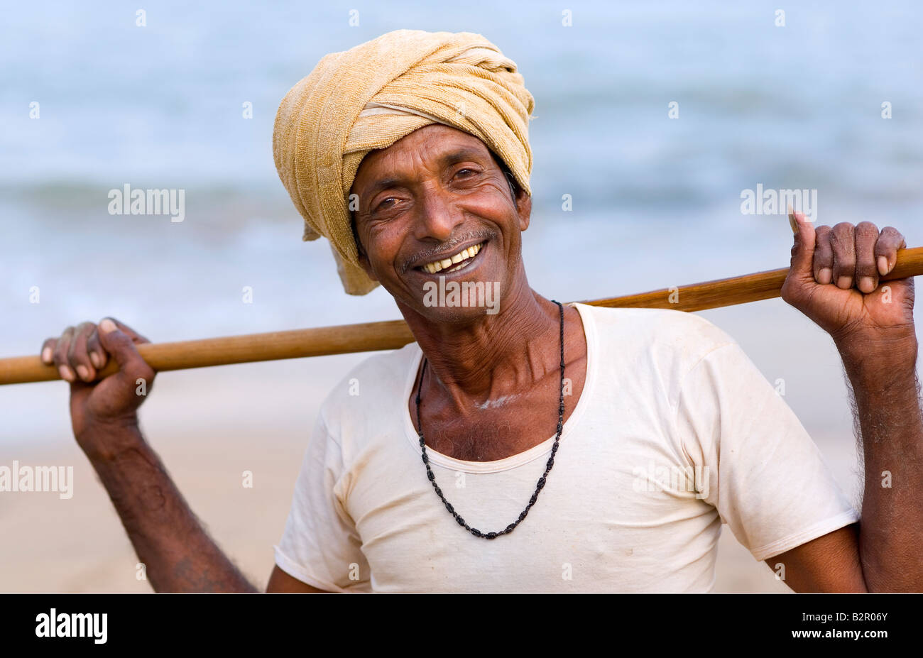 Fisherman at Agonda Beach, South Goa, India, Asia Stock Photo