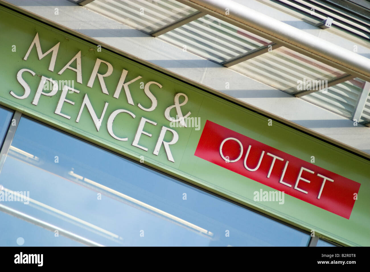 Marks And Spencer Retail Outlet Sign, Lowry Designer Outlet Mall Stock Photo