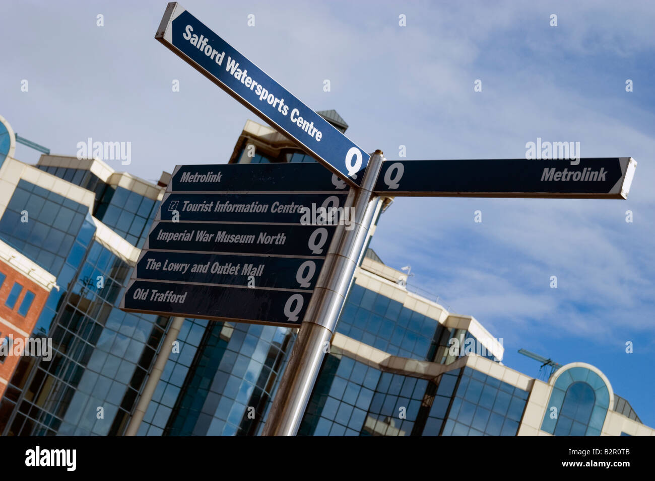 Tourist Information Sign, Salford Quays, Manchester. Stock Photo