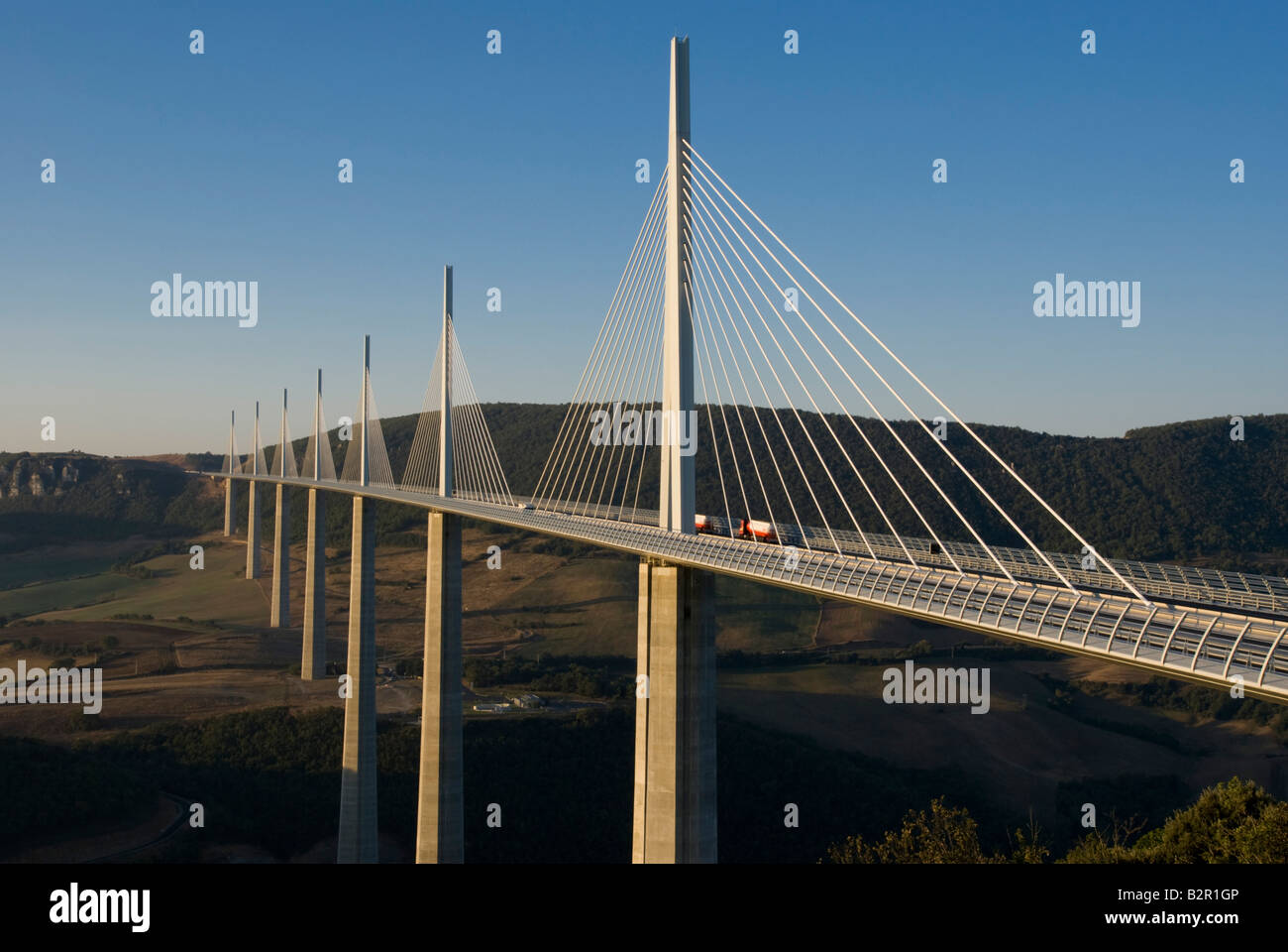 Europe France aveyron Millau suspension bridge Stock Photo