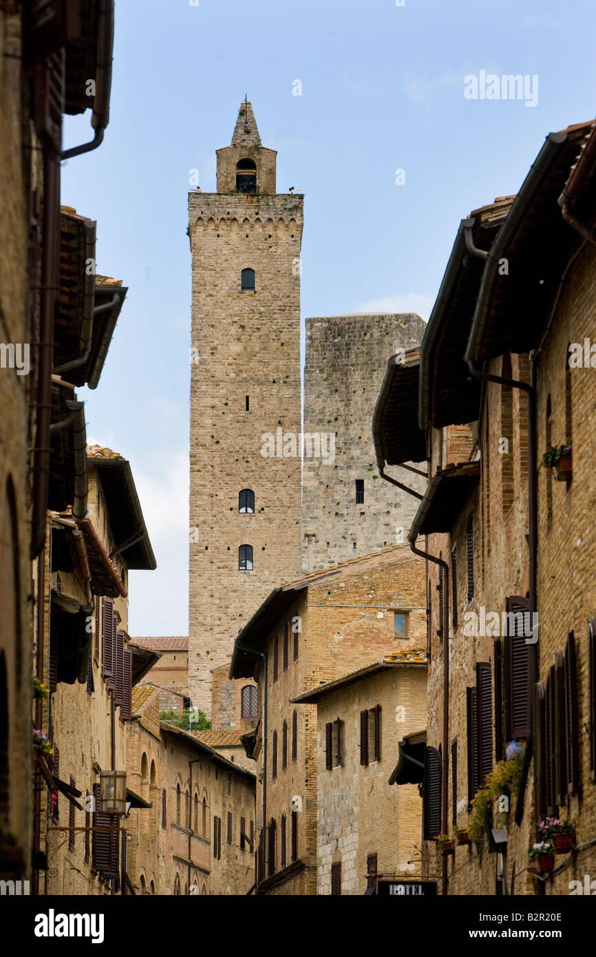 San Gimignano with the tower of the townhall in the background Stock Photo