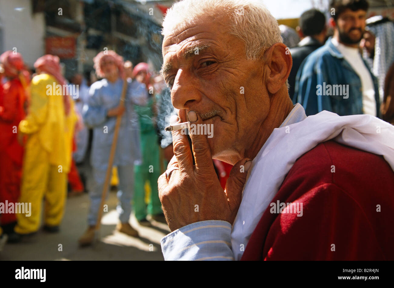 Elderly man smoking in Beirut, Lebanon Stock Photo Alamy