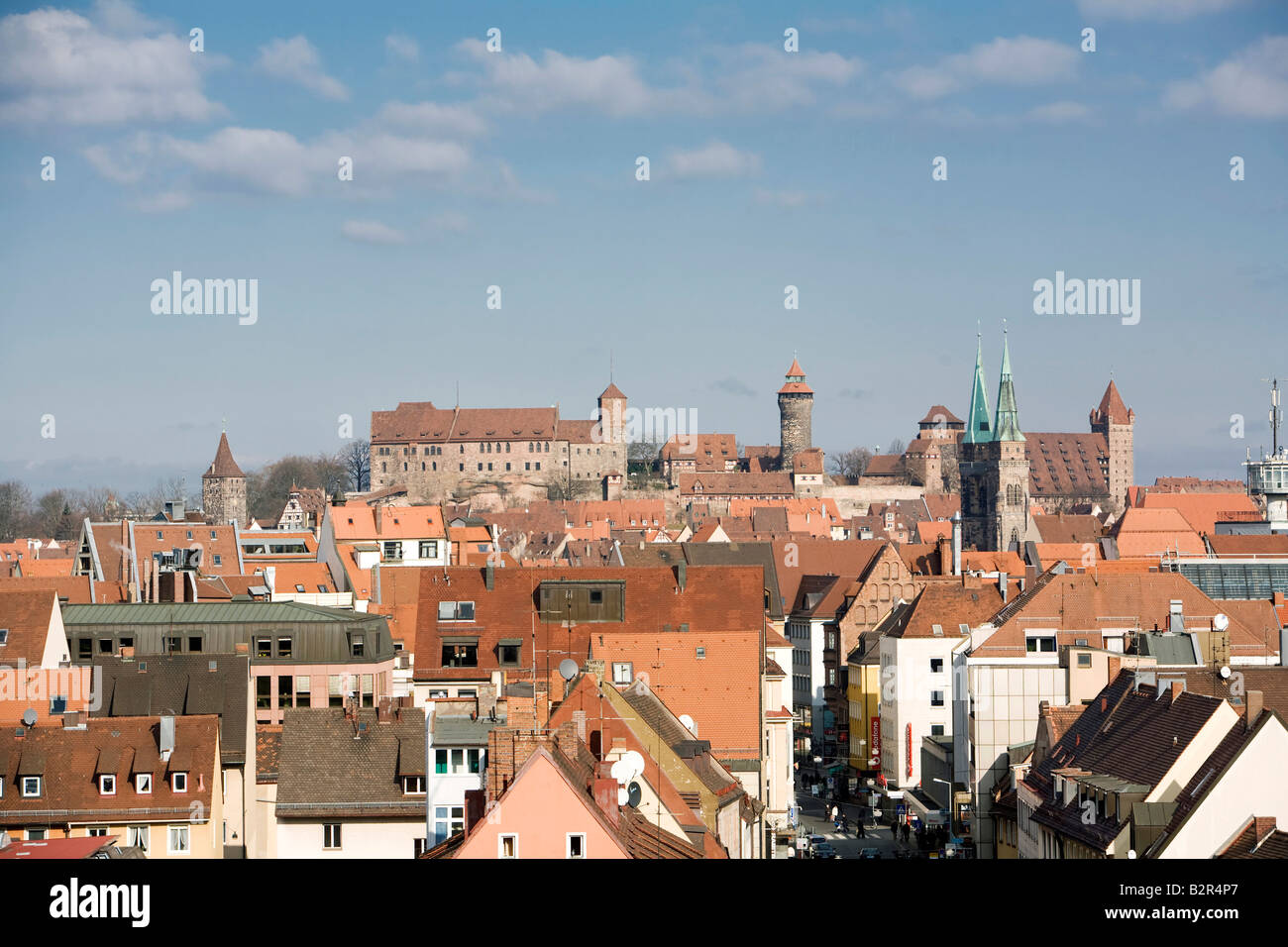 town of Nuremberg with castle and old town Stock Photo