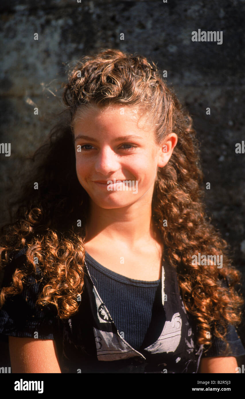 Young Gypsy girl from highly specific ethnic group in France Stock Photo