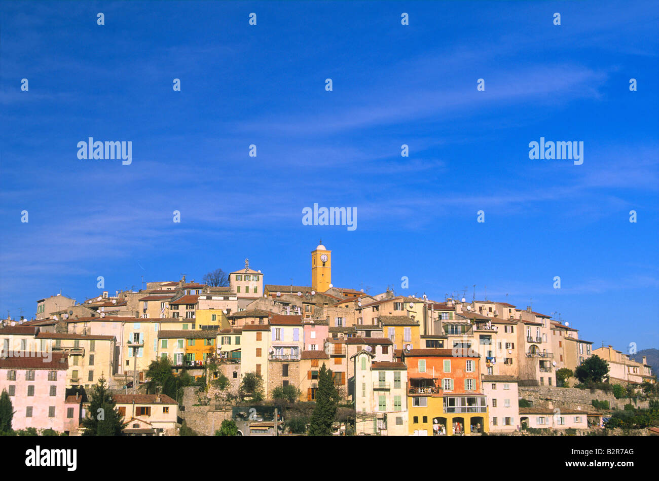 perched village of Gattieres near Nice Vallee du Var ALpes-Maritimes 06 cote d'azur French Riviera PACA France Europe Stock Photo
