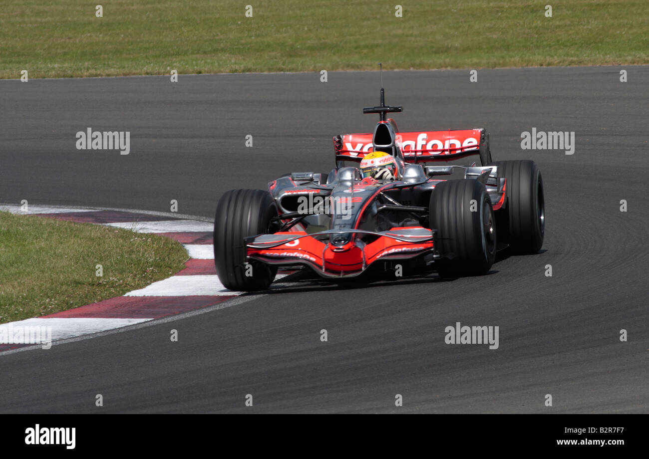 Lewis Hamilton in the Vodafone Mclaren Mercedes f1 racing car at Silverstone tyre test 2008 Stock Photo