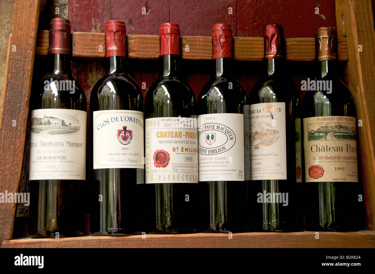 Bordeaux Wine Bottles Grand Cru Wine At The Vineyard Of Saint Emilion 