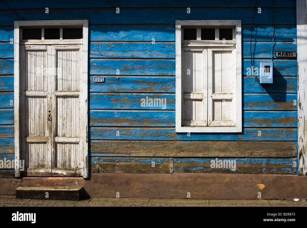 House facade on Marti street Baracoa, Cuba Stock Photo