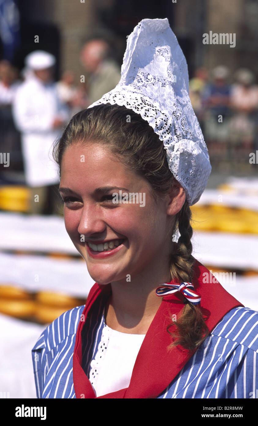 Girl in Traditional Dutch dress. Alkmaar, Netherlands Stock Photo - Alamy