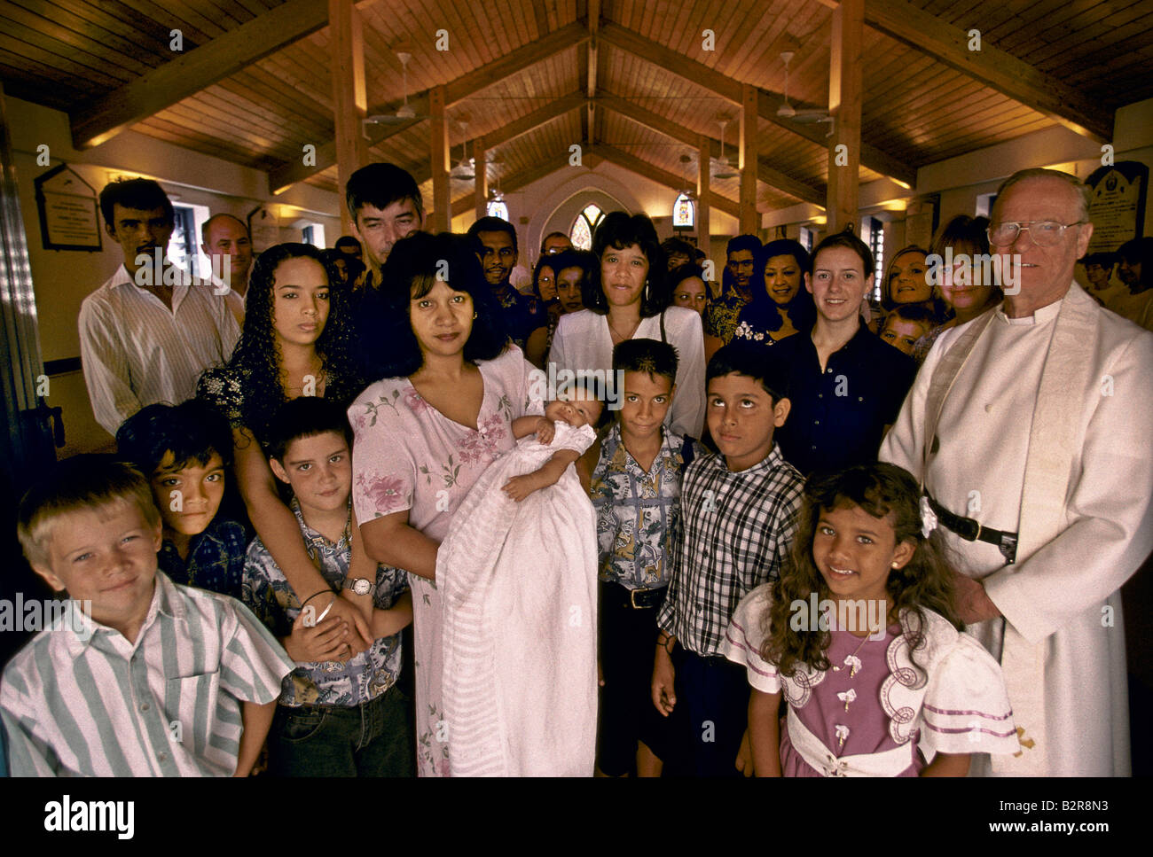 ascension island a baptism by father george at st mary s church 1997 Stock Photo