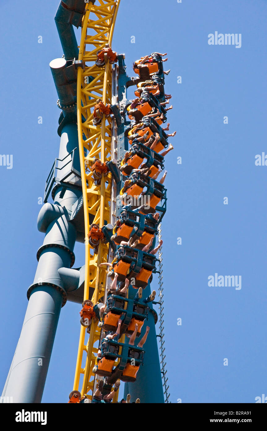 Up-side down on Vertical Velocity Roller Coaster Stock Photo - Alamy